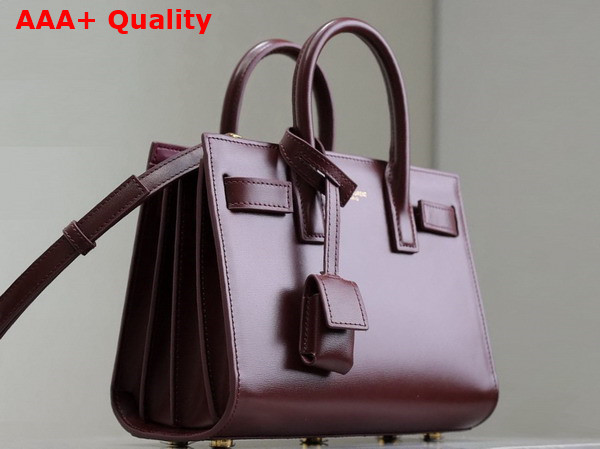 Saint Laurent Sac de Jour Nano in Rouge Merlot Smooth Leather Replica