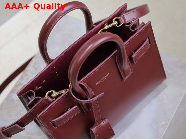 Saint Laurent Sac de Jour Nano in Rouge Merlot Smooth Leather Replica