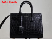 Saint Laurent Sac de Jour in Crocodile Embossed Leather Nano Black Replica