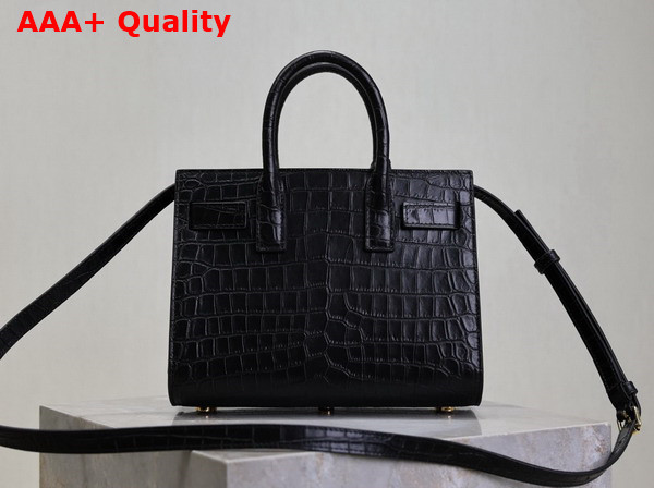 Saint Laurent Sac de Jour in Crocodile Embossed Leather Nano Black Replica