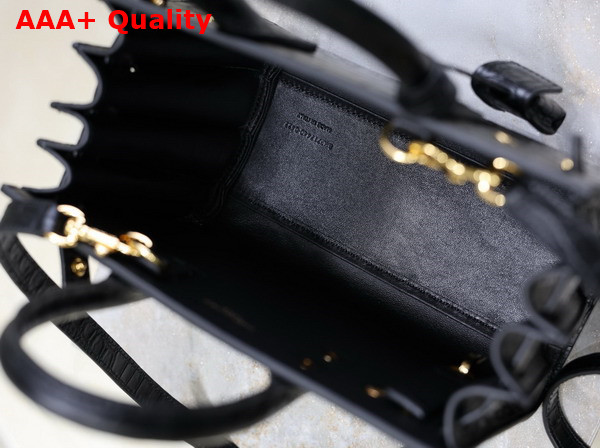 Saint Laurent Sac de Jour in Crocodile Embossed Leather Nano Black Replica