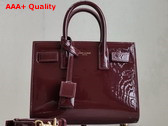 Saint Laurent Sac de Jour in Patent Leather Nano Dark Red Wine Replica