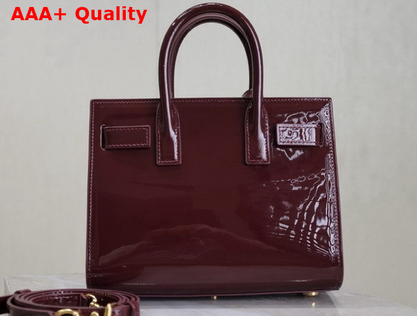 Saint Laurent Sac de Jour in Patent Leather Nano Dark Red Wine Replica