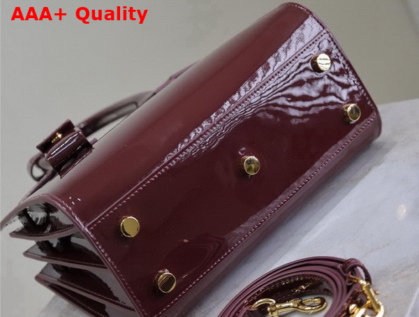 Saint Laurent Sac de Jour in Patent Leather Nano Dark Red Wine Replica