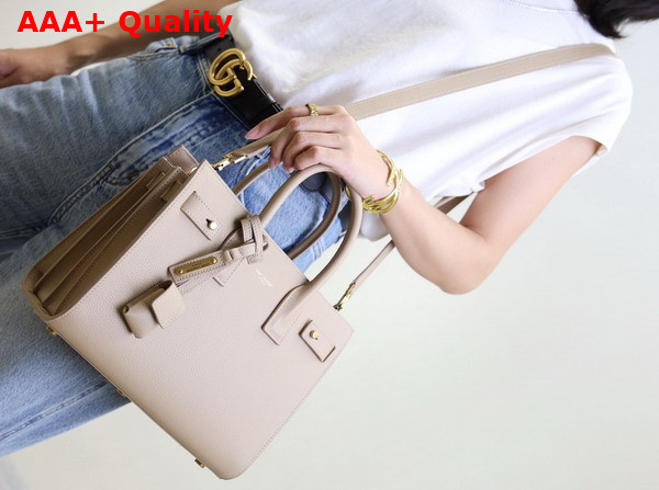 Saint Laurent Sac de Jour in Supple Grained Leather Baby Dark Beige Replica