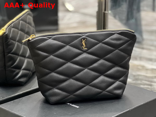 Saint Laurent Sade Pouch in Black Quilted Lambskin Replica