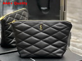 Saint Laurent Sade Pouch in Black Quilted Lambskin Replica