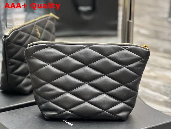 Saint Laurent Sade Pouch in Black Quilted Lambskin Replica