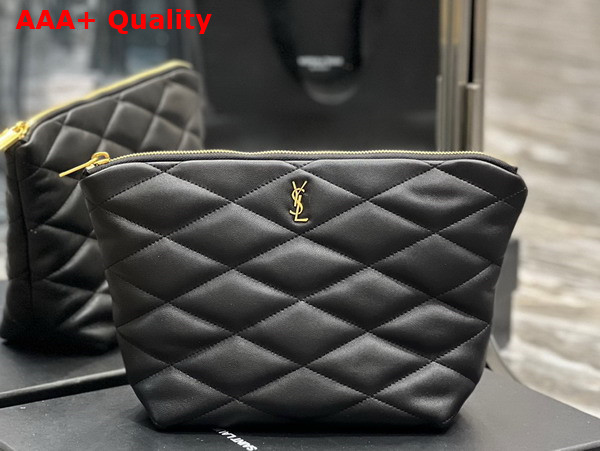 Saint Laurent Sade Pouch in Black Quilted Lambskin Replica