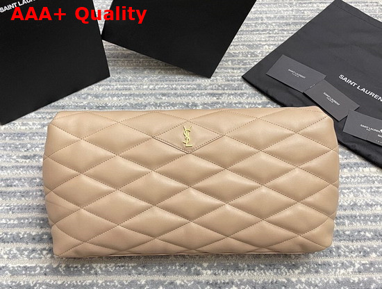 Saint Laurent Sade Puffer Envelope Clutch in Dark Beige Lambskin Replica