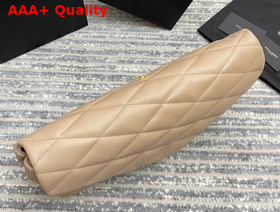 Saint Laurent Sade Puffer Envelope Clutch in Dark Beige Lambskin Replica