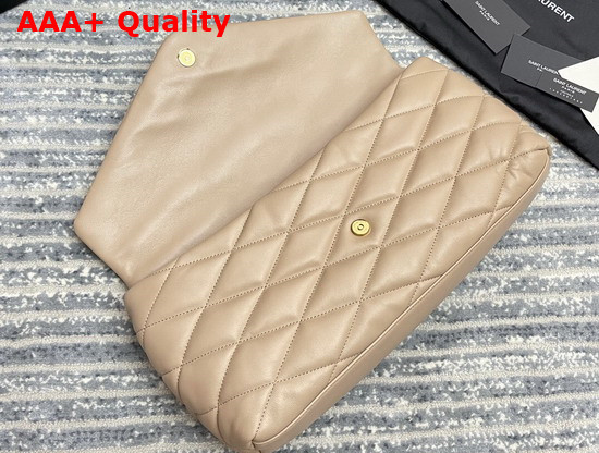 Saint Laurent Sade Puffer Envelope Clutch in Dark Beige Lambskin Replica
