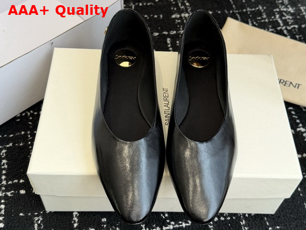 Saint Laurent Sao Ballerinas in Black Smooth Leather Replica