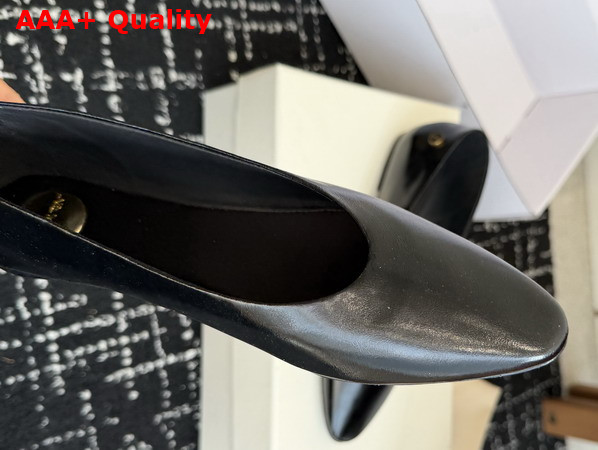 Saint Laurent Sao Ballerinas in Black Smooth Leather Replica