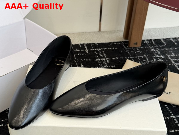 Saint Laurent Sao Ballerinas in Black Smooth Leather Replica