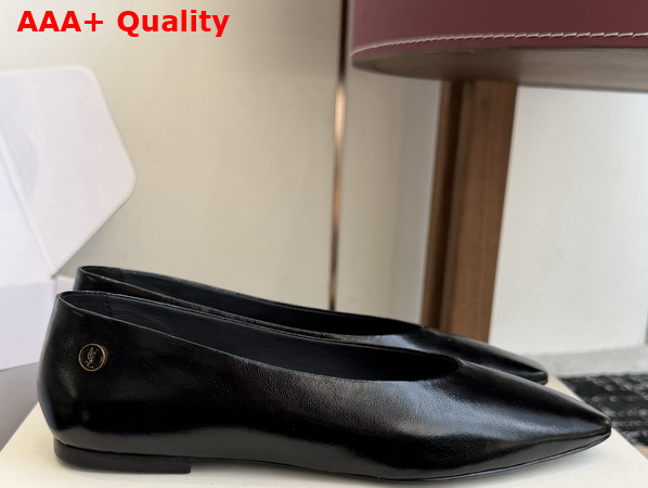 Saint Laurent Sao Ballerinas in Black Smooth Leather Replica