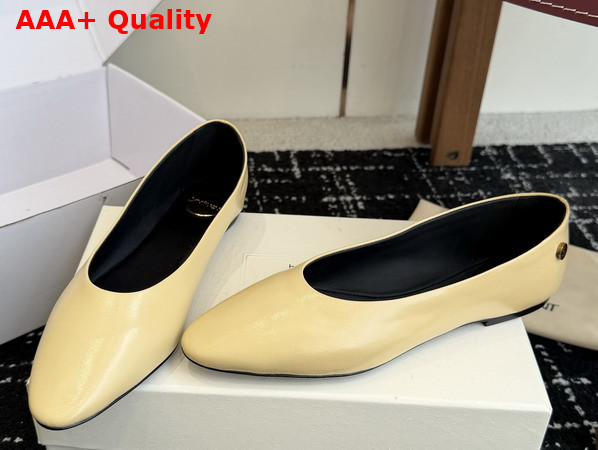 Saint Laurent Sao Ballerinas in Cream Smooth Leather Replica