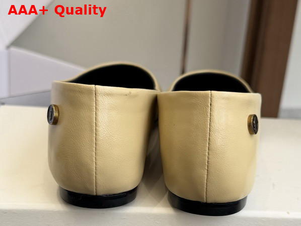 Saint Laurent Sao Ballerinas in Cream Smooth Leather Replica