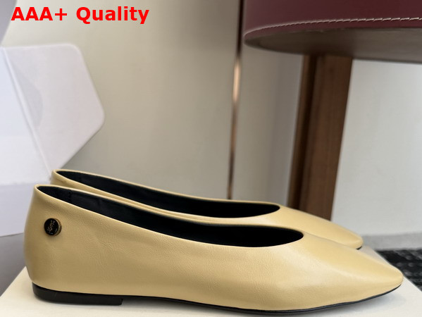 Saint Laurent Sao Ballerinas in Cream Smooth Leather Replica