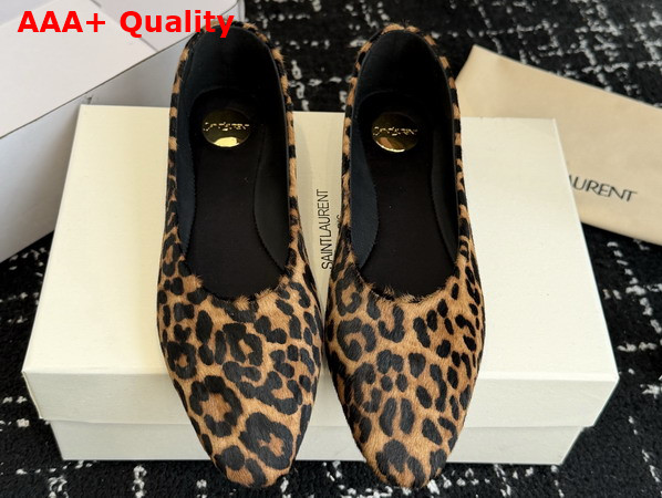 Saint Laurent Sao Ballerinas in Pony Hair Leather Leopard Replica