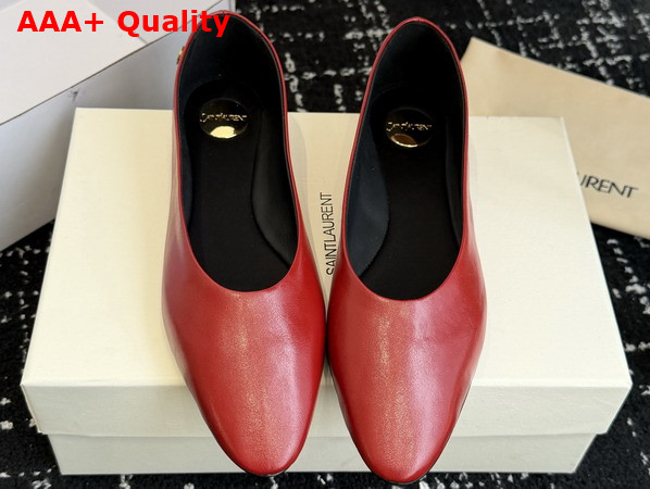Saint Laurent Sao Ballerinas in Red Smooth Leather Replica