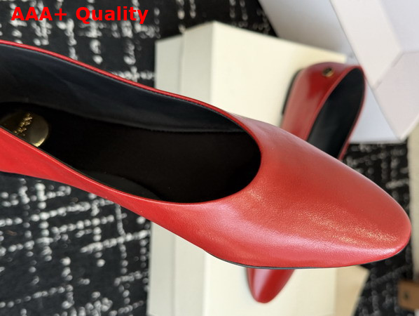 Saint Laurent Sao Ballerinas in Red Smooth Leather Replica