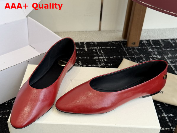 Saint Laurent Sao Ballerinas in Red Smooth Leather Replica