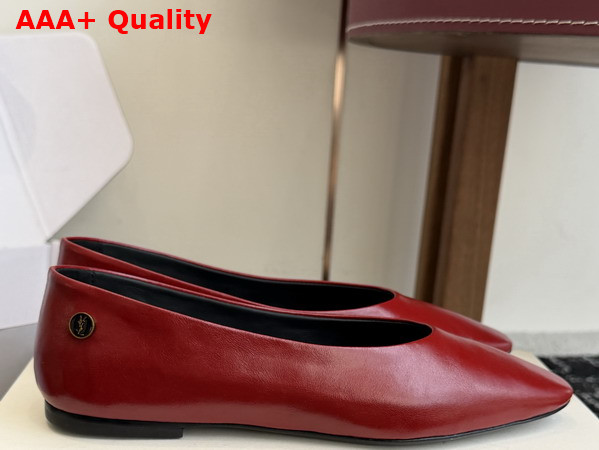 Saint Laurent Sao Ballerinas in Red Smooth Leather Replica