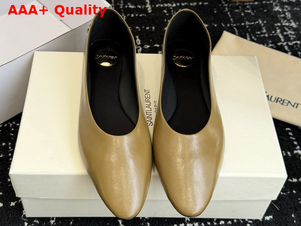 Saint Laurent Sao Ballerinas in Teak Smooth Leather Replica