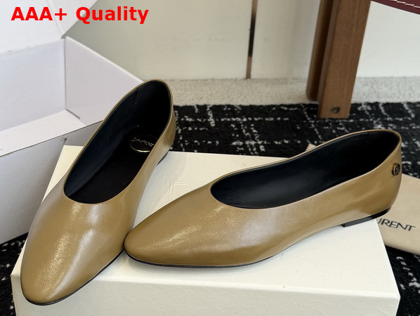 Saint Laurent Sao Ballerinas in Teak Smooth Leather Replica