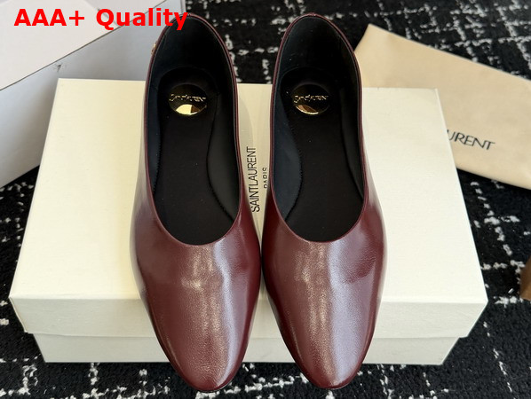 Saint Laurent Sao Ballerinas in Vintage Bordeaux Smooth Leather Replica