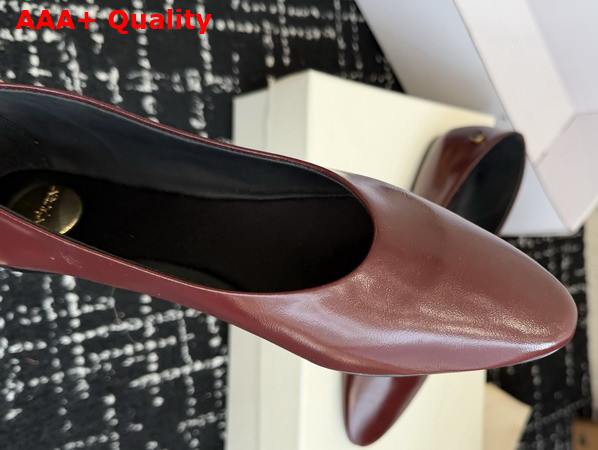 Saint Laurent Sao Ballerinas in Vintage Bordeaux Smooth Leather Replica