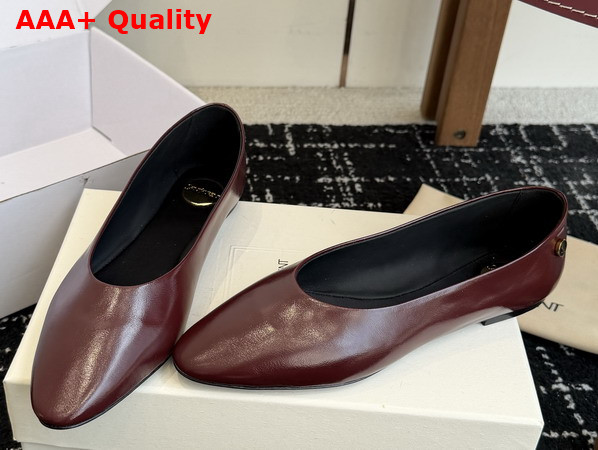 Saint Laurent Sao Ballerinas in Vintage Bordeaux Smooth Leather Replica