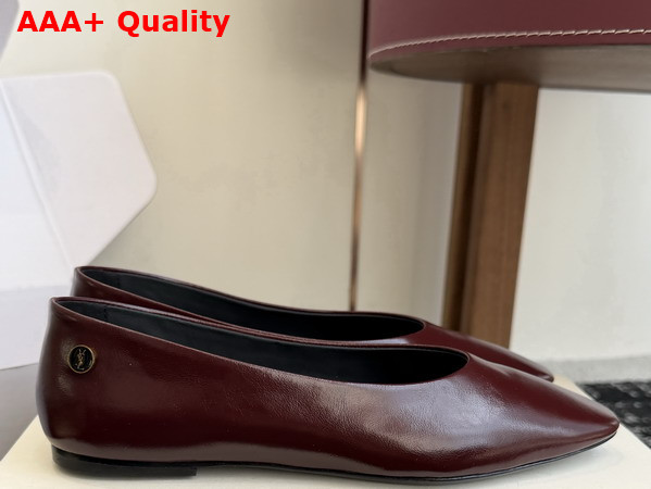 Saint Laurent Sao Ballerinas in Vintage Bordeaux Smooth Leather Replica