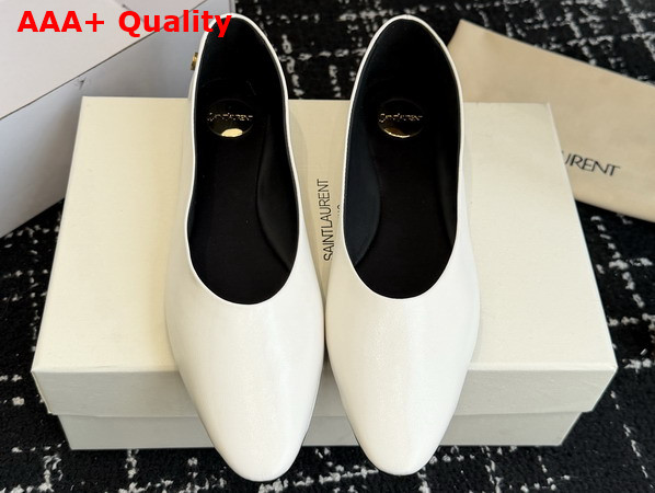 Saint Laurent Sao Ballerinas in White Smooth Leather Replica