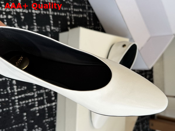 Saint Laurent Sao Ballerinas in White Smooth Leather Replica