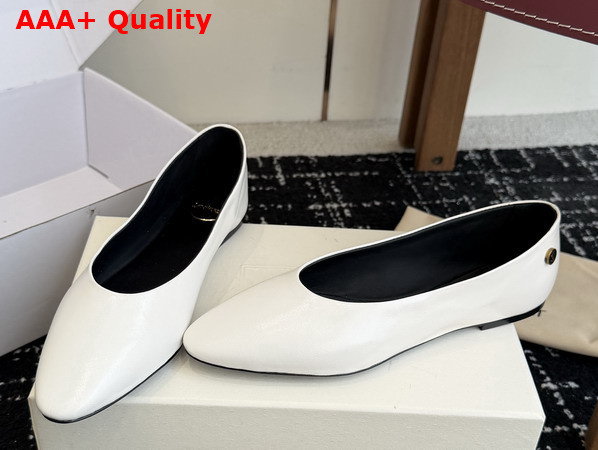 Saint Laurent Sao Ballerinas in White Smooth Leather Replica