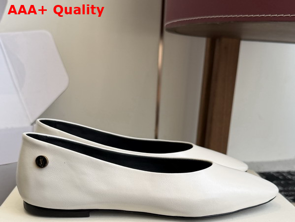 Saint Laurent Sao Ballerinas in White Smooth Leather Replica
