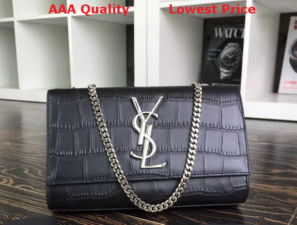 Saint Laurent Satchel In Black Crocodile for Sale