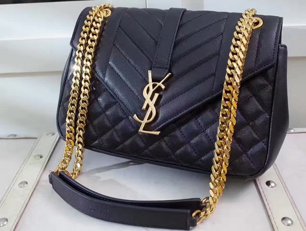 Saint Laurent Satchel in Black Mixed Matelasse Leather for Sale