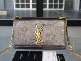Saint Laurent Satchel in Dark Grey Grained Metallic Leather for Sale