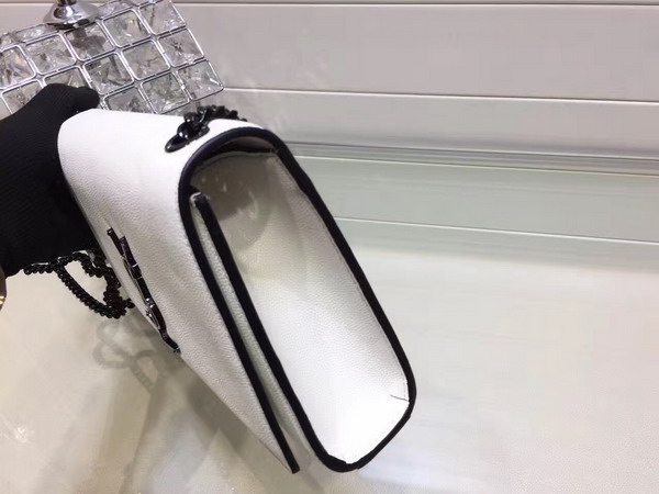 Saint Laurent Satchel in Dove White and Black Grain De Poudre Textured Leather For Sale