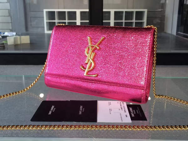 Saint Laurent Satchel in Fuchsia Grained Metallic Leather for Sale