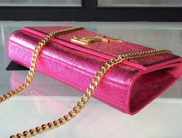 Saint Laurent Satchel in Fuchsia Grained Metallic Leather for Sale