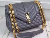 Saint Laurent Satchel in Grey Mixed Matelasse Leather for Sale