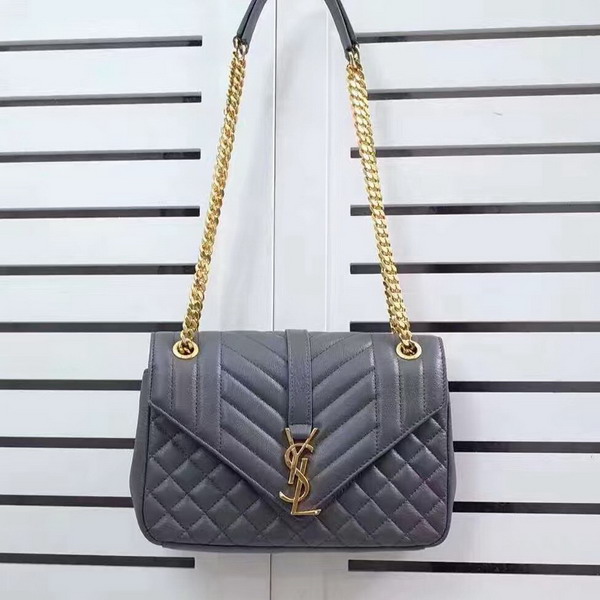 Saint Laurent Satchel in Grey Mixed Matelasse Leather for Sale
