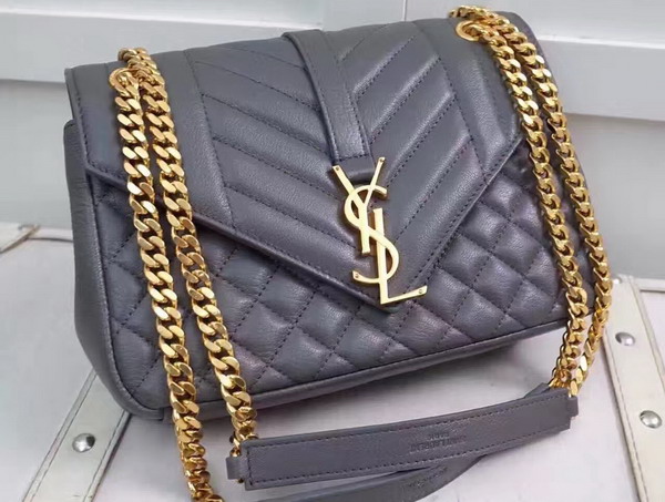Saint Laurent Satchel in Grey Mixed Matelasse Leather for Sale