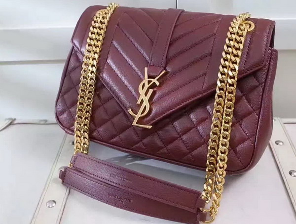 Saint Laurent Satchel in Oxblood Mixed Matelasse Leather for Sale