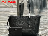 Saint Laurent Shopping Bag in Black Crocolile Embossed Leather Replica