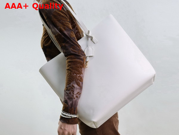 Saint Laurent Shopping Saint Laurent in Blanc Vintage Leather Replica